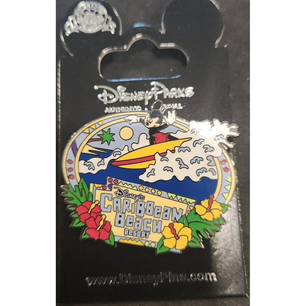 Disney Trading Pin 00001 Mickey Caribbean Beach Resort‎ Surfing Surfer Surfs Up